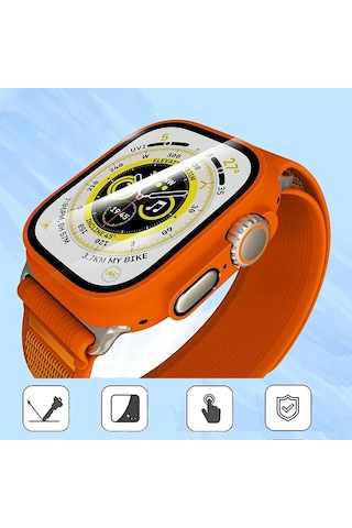 Cam + Kılıf  Apple Uyumlu Watch  Ula 49mm Kılıfları Pc Tampon + Ekran Koruyucu Te Clear 49mm Ultra Ultra2