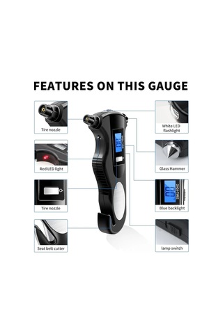 Boatshop1 1 Adet Siyah Evrensel Dijital Lastik Basınç Ölçer 150 Psı Pil Gücü 4 Ayar Araba Motosiklet Bisiklet
