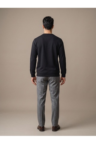 Maccali Erkek Siyah İki İplik Bisiklet Yaka Sweatshirt