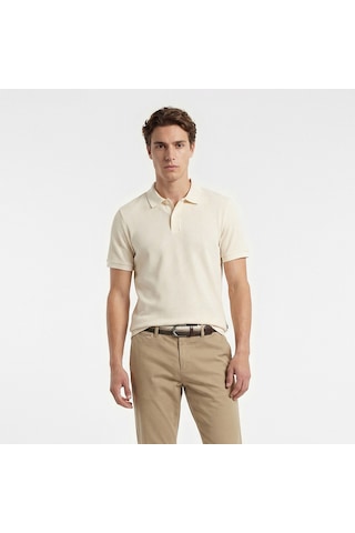 Nautica Erkek Krem Slim Fit Polo Yaka T-shirt Düz K65302t Krem
