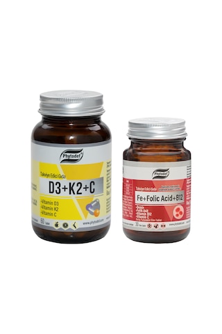 Demir Folik Asit Vitamin B12 Vitamin C 30 Tablet + D3 K2 C 60 Tablet
