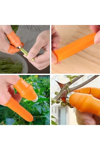Ollevra 5 Parça Pratik Parmak Koruyucu 1 Parça Baş Parmak Bıçaklı Eldiven Silikon Set Sebze Meyve Soyucu Kesme Ay Diğer