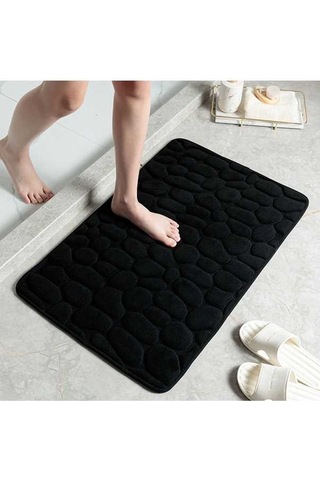 Ulzyvf Yumuşak Hafıza Köpüklü Banyo Paspası - Süper Emici, Kaymaz, Makinede Yıkanabilir Siyah Siyah