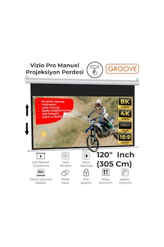 Groove Vizio Pro 120 Inch 265x150cm Blackout Işık Geçirmez Profesyonel Projeksiyon Perdesi
