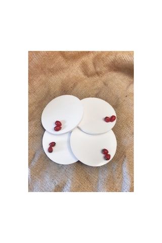 El Yapımı Dekoratif Bardak Altlığı,çilek Objeli Bardak Altlığı,4lü Set Diğer