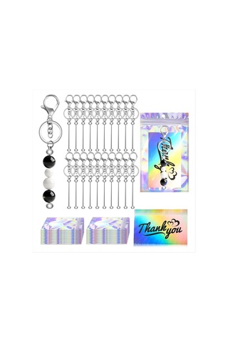 Gatherco 20 Adet Boncuklu Anahtarlık Çubukları, Kendin Yap Anahtarlık Yapımı İçin Boş Boncuklu Anahtarlık Aksesuarları, Kişiselleştirilmiş El Sanatları Hediyeleri