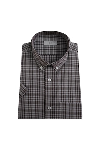 Uki Kahve Comfort Fit Kısa Kol Ekose Gömlek Kahve