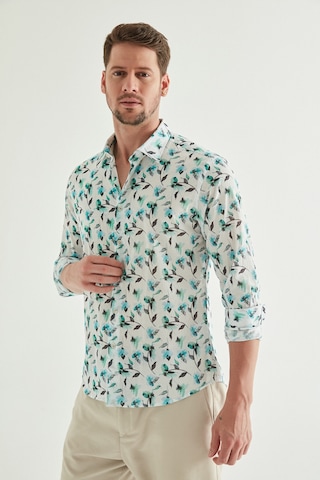 D's Damat Slim Fit Yeşil Baskılı %100 Pamuk Gömlek 8ec02ad20089m Yeşil