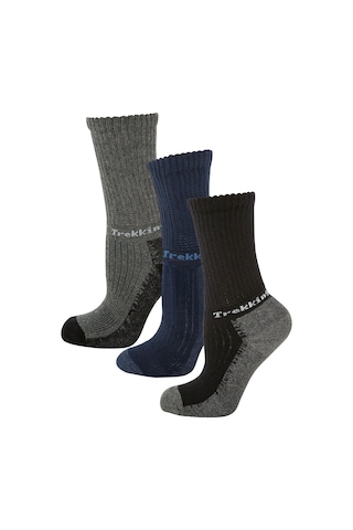 Thermoform Trekking Extra Dolgulu, Darbe Emici Kışlık Unisex Çocuk Çorap 3'lü Paket Siyah-lacivert-antrasit Renkli