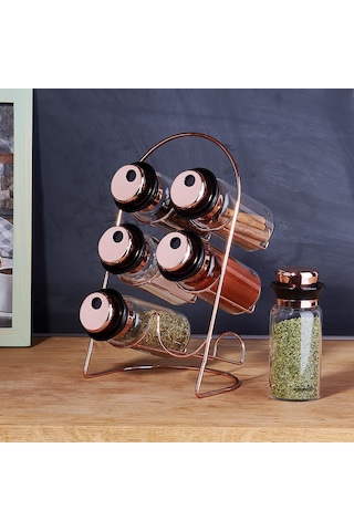 Korkmaz Stora Glass 7 Parça Rosegold Baharat Seti