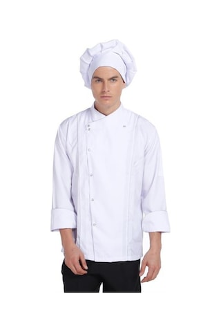 Aşçı Ceketi Beyaz Gümüş Biyeli T Model