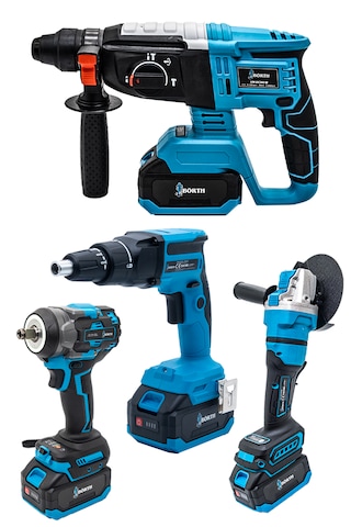 Börth BRTH0008 Hilti + Taşlama + Somun Sıkma + Vidalama Akülü 4'lü Set