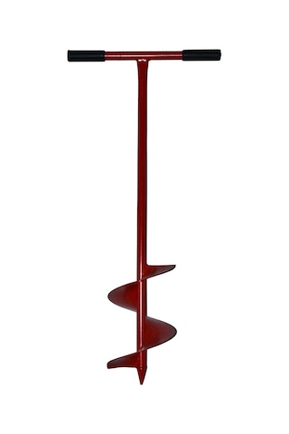 Toprak Burgu Makinesi Kuyu Açma Aparatı Sabit Kollu 101x 20 Cm Çap Kırmızı