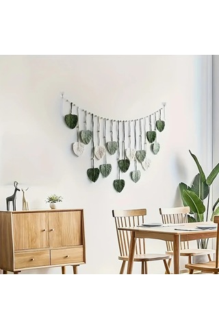 Elmpaly Pembe Yaprak Asılı Goblen Duvar Dekoru 124x74cm Ic Mekan Oturma Odasi Kafe Dıy