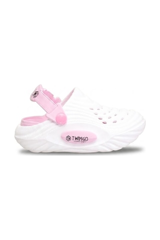 Elit Mys9808 Filet-patik Kız Çocuk Emojili Sabo Terlik Beyaz - Pembe