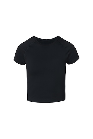Sweaty Betty Sweaty Betty Athlete Crop Seamless Workout Kadın Siyah Tişört Blk SIYAH
