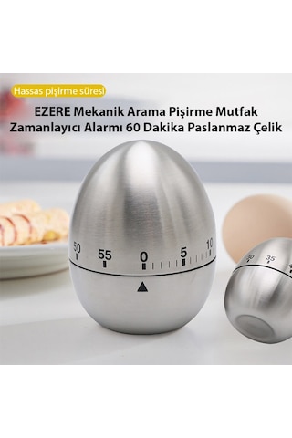 Ezere Mekanik Arama Pişirme Mutfak Zamanlayıcı Alarmı 60 Dakika Paslanmaz Çelik