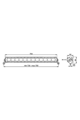 HELLA 12V-24V LED BAR OFF-ROAD TEK SIRA 88W 6500K 5500 LÜMEN (9 LEDLİ) (704 X 86 X 80 MM)