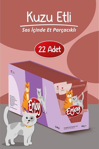 Enjoy Kuzu Etli Kedi Konserve Maması, 85g X 22 Adet