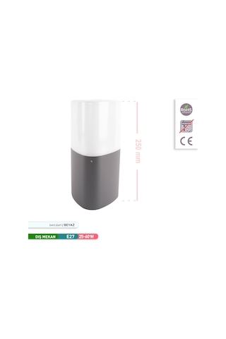 Ack Hera 500 - E27 Bahçe Aydınlatma Armatürü 25cm 60w Diğer