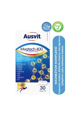 Magtech 400 Magnezyum Kompleks İçeren Tablet Yorgunluğun Ve Bitkinliğin Azalmasına Katkıda Bulunan Takviye Edici Gıda