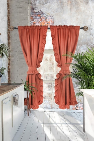 Poli Perde Çift Kanat Dikey Fırfırlı Kiremit