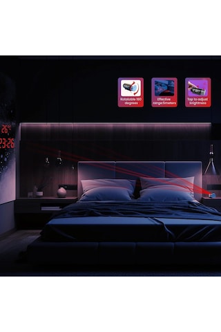 Projeksiyonlu Led Dijital Çalar Saat Usb Güç Çift Alarm Tavan & Duvar Yansıtma Masa Saati Siyah