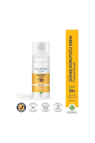 Celenes Dry Touch Sunscreen Fluid Koruyucu Güneş Kremi SPF30+ 50 ML