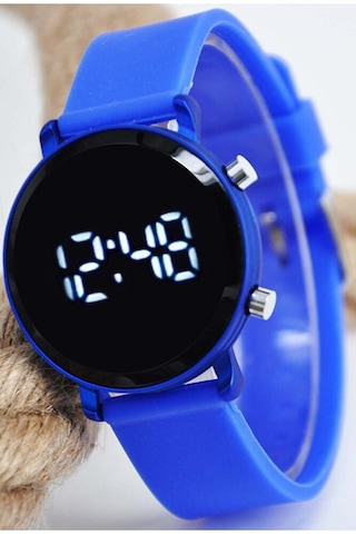 Mavi Led Dijital Kol Saati Silikon Kordonlu Unisex Modern Spor Kadın Erkek Çocuk Saat Mavi