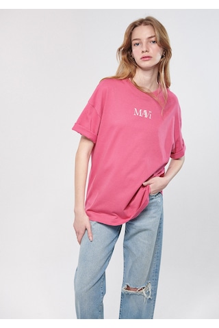 Mavi - Mavi Logo Baskılı Pembe Tişört 1611593-84680 Pembe
