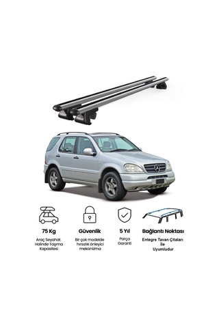 Venüs Mercedes-benz Ml 1998-2005 Uyumlu Gri Ara Atkı Port Bagaj Tavan Barı