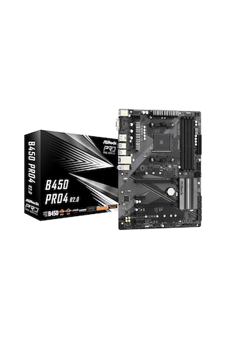 ASRock B450 Pro4 R2.0 AMD 3200+ MHz (OC) DDR4 Soket AM4 ATX Anakart