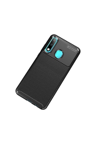 Noktaks - Huawei P30 Lite Uyumlu Kılıf Parmak İzi Tutmayan Karbon Negro Silikon Kapak - Siyah - T7380