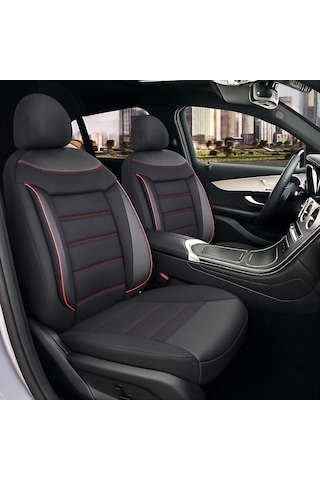 Renault Clio 4 Araçlara Uyumlu Tam Takım Flex K Model Oto Koltuk Kılıfı Siyah-kırmızı
