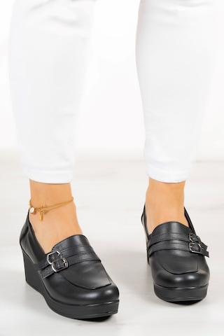 Erkan Saçmacı Taylor Siyah Hakiki Deri Dolgu Topuklu Günlük Ayakkabı Siyah