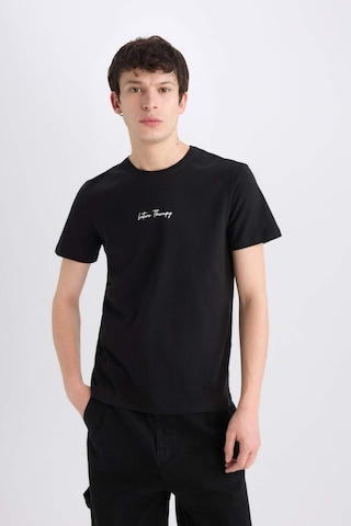 DeFacto %100 Pamuk Slim Fit Dar Kesim Bisiklet Yaka Baskılı Kısa Kollu Tişört X3932AZ25SMBK81