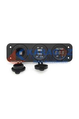 MARİN 3'LÜ ÇAKMAKLIK, USB, VOLTMETRE MARİN 3'LÜ ÇAKMAKLIK, USB, VOLTMETRE