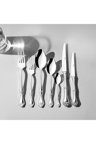 Nehir Lalezar Sade 12 Kişilik 84 Parça Çatal Kaşık Bıçak Takımı Gümüş