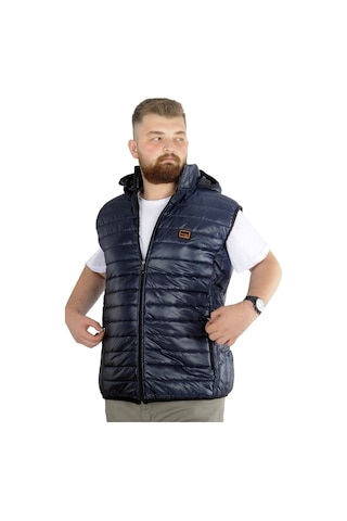 Mode Xl Büyük Beden Yelek Kapitone Kapşonlu 22600 Lacivert 001