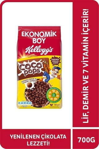 Kellogg's Coco Pops Çikolatalı Buğday Ve Mısır Gevreği 700 Gr, Lif,demir Ve 6 Vitamin İçerir 6'li P