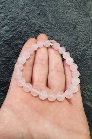 Pembe Kuvars Doğal Taş Bileklik 8 Mm 1. Sınıf Kalite Sevgi Aşk Mutluluk Tılsımı Çok Renkli