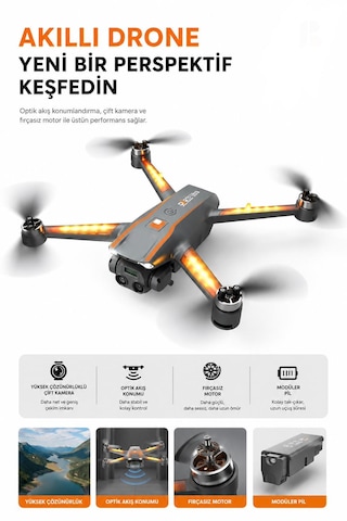 R22 Ultra Drone Katlanabilir Dron 1080p Hd Kamera Fırçasız Motor Renkli Led Işıklı Soğutucu Aydınlatma Optik Akış Koruma Titreşim Önleme Çift Elektirkli Kamera