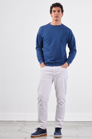 Dufy Açık Lacivert Bisiklet Yaka Regular Fit Erkek Sweatshirt Lacivert