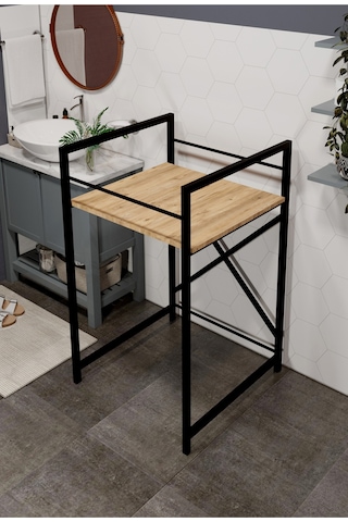 Banyo Düzenleyici Çamaşır Makinesi Ve Kurutma Makinesi Üstü Raf Kahverengi