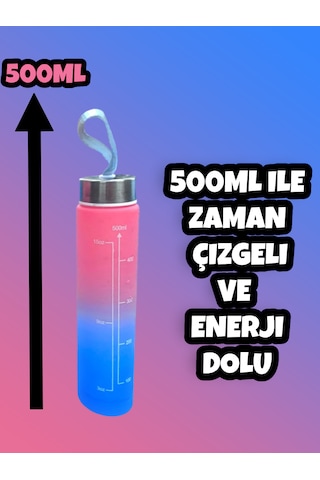 Motivasyonel Su Matarası Pembe Suluk 500ml Spor Salonu Su Şişesi