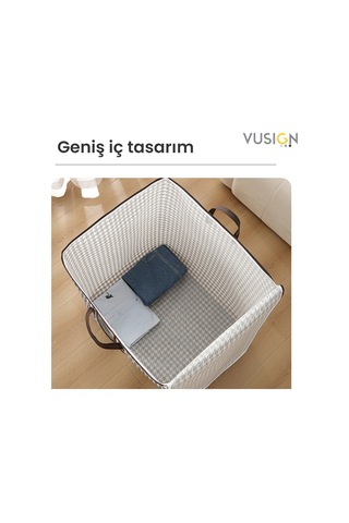 Vusıgn Fermuarlı Kapitone Depolama Hurcu 110l - 50x45x50 Cm Kaz Ayağı Desenli Çok Amaçlı Saklama Çantası Kazayağı