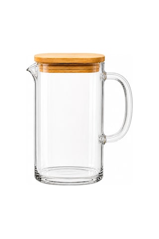 Bambu Kapaklı Cam Sürahi 1,5 Litre,ısıya Dayanıklı Borosilikat Cam Sürahi, Limonata, Soğuk İçecek Ve Sunum Sürahisi