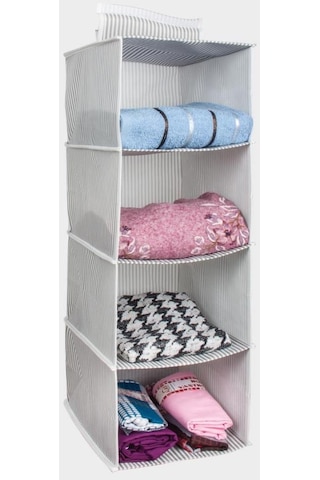 Flosoft 4 Gözlü Gardrop Düzenleyici, Katlanabilir Portatif Asılabilir Gardrop Dolap İçi Düzenleyici