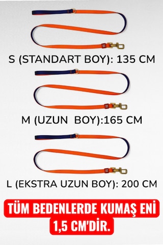 Caramelos Köpek Gezdirme Tasma Kayışı Yüksek Mukavemetli Tasma Halatı Gezdirme Ipi Bedenli Mavi - Turuncu