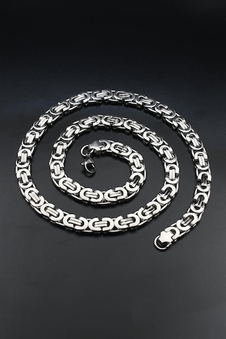 Paslanmaz Çelik Euro Kral Model Kolye Zincir 8mm 902592 Gümüş